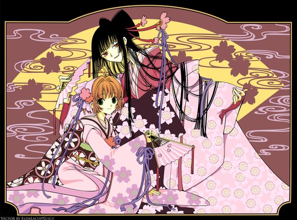Anime picture 2022x1500 with xxxholic clamp sakura hime ichihara yuuko highres japanese clothes kimono