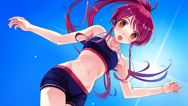 Anime picture 2048x1160 with suiheisen made nan mile? miyamae tomoka misaki kurehito single blush fringe highres wide image girl swimsuit
