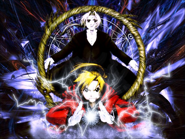 Anime picture 1024x768 with fullmetal alchemist studio bones edward elric alphonse elric tagme