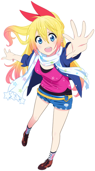 Anime picture 4455x8000 with nisekoi shaft (studio) kirisaki chitoge starsilvery single long hair tall image looking at viewer blush fringe highres open mouth blue eyes blonde hair smile hair between eyes standing payot pink hair absurdres