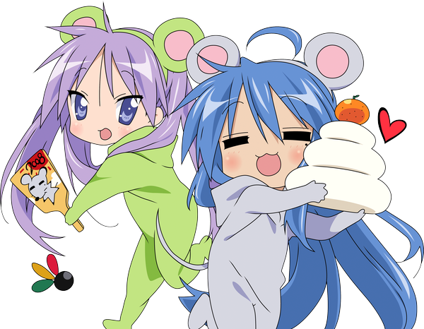 Anime picture 4101x3190 with lucky star kyoto animation izumi konata hiiragi kagami highres transparent background vector girl