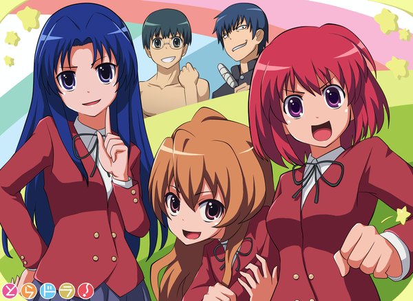 Anime picture 1885x1377 with toradora j.c. staff aisaka taiga kawashima ami kushieda minori takasu ryuuji kitamura yuusaku highres