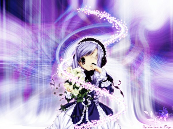 Anime picture 1024x768 with sister princess zexcs aria (sister princess) tenhiro naoto loli purple background soft beauty