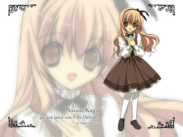 Anime picture 1024x768 with koge donbo blonde hair brown eyes wallpaper skirt naki shoujo no tame no pavane kaga nanao