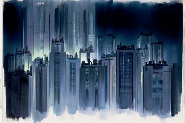 Anime picture 1536x1024 with ghost in the shell production i.g shirou masamune scan city scenic building (buildings) skyscraper