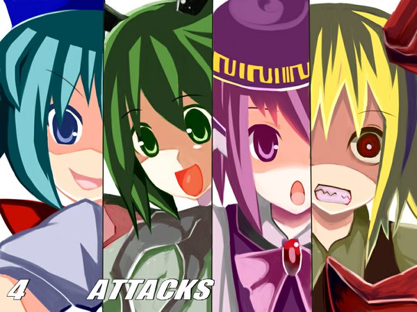 Anime picture 1024x768 with disgaea touhou cirno rumia mystia lorelei wriggle nightbug multiview parody column lineup girl