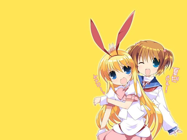 Anime picture 1024x768 with saki amae koromo kataoka yuuki yellow background tagme