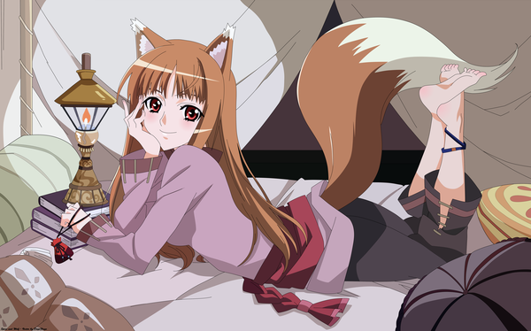 Anime picture 7997x4997 with spice and wolf horo highres wide image animal ears vector