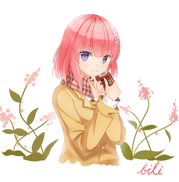 Anime picture 1500x1529 with toloveru toloveru darkness xebec momo velia deviluke single tall image looking at viewer short hair purple eyes pink hair girl flower (flowers) jacket scarf
