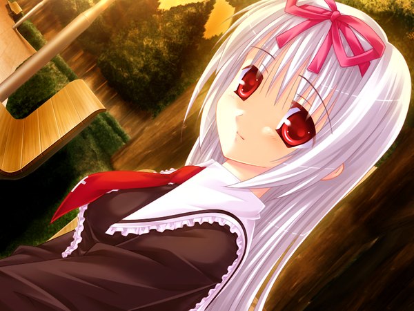 Anime picture 1024x768 with zettai imouto shijoushugi (game) red eyes game cg white hair girl