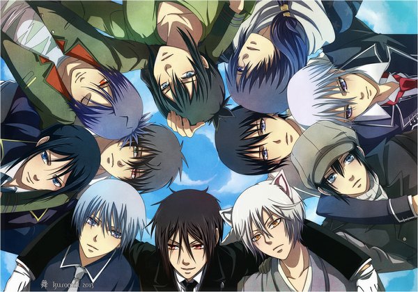 Anime picture 1181x827 with katekyou hitman reborn kuroshitsuji hakuouki shinsengumi kitan k-project no.6 vampire knight kamisama hajimemashita nabari no ou shinrei tantei yakumo ghost hunt a-1 pictures j.c. staff studio deen studio bones gohands (studio) sebastian michaelis rokudo mukuro nezumi (no.6) saito hajime kiryuu zero