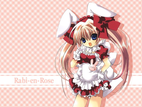 Anime picture 1600x1200 with di gi charat madhouse usada hikaru rabi en rose animal ears bunny girl girl
