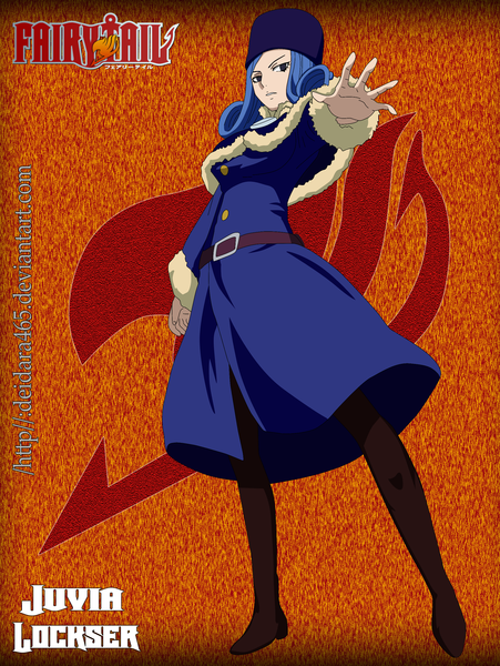 Anime picture 1932x2572 with fairy tail juvia lockser deidara465 single long hair tall image highres simple background blue hair inscription grey eyes drill hair girl hat