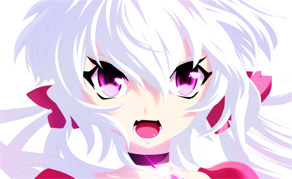 Anime picture 2000x1227 with senki zesshou symphogear satelight yukine chris eroishi single long hair highres open mouth wide image white hair pink eyes coloring close-up transparent background face girl bow hair bow
