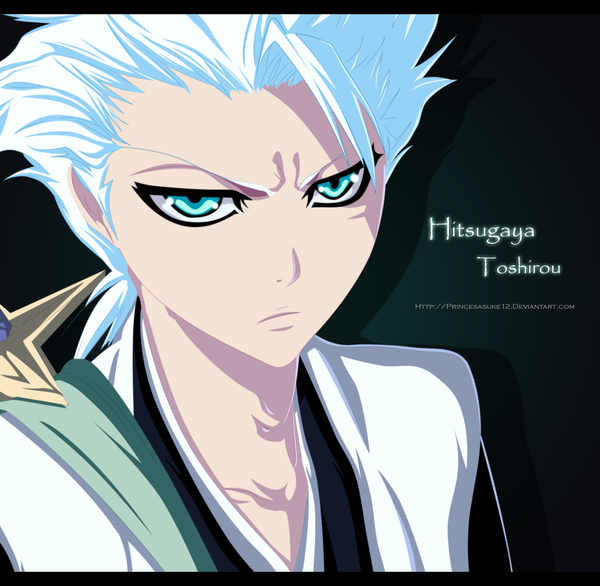 Anime picture 3000x2932 with bleach studio pierrot hitsugaya toushirou akira-12 single highres short hair simple background white hair japanese clothes aqua eyes inscription coloring portrait shinigami boy kimono