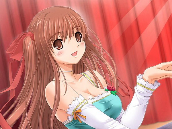 Anime picture 1024x768 with parfait chocolat second brew brown hair brown eyes game cg girl