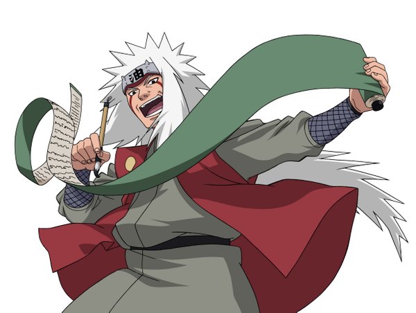 Anime picture 2468x1861 with naruto studio pierrot naruto (series) jiraiya highres open mouth simple background white background white hair vector boy