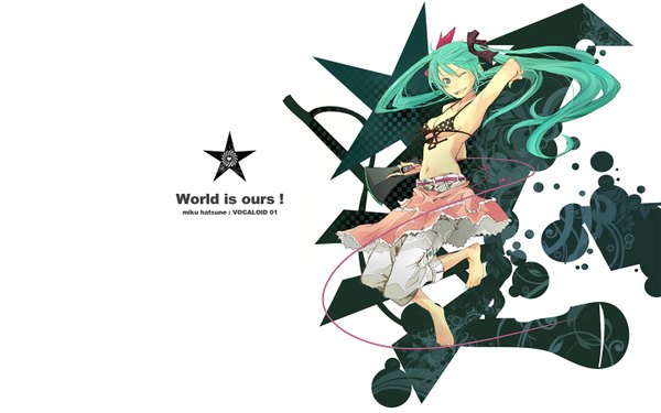 Anime picture 1440x900 with vocaloid hatsune miku wide image white background girl