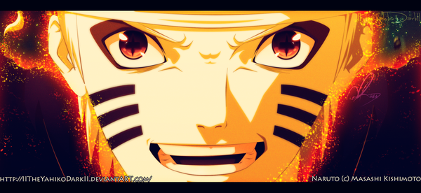 Anime picture 1600x736 with naruto studio pierrot naruto (series) uzumaki naruto iitheyahikodarkii single short hair open mouth blonde hair smile wide image night orange eyes night sky coloring magic facial mark letterboxed close-up face