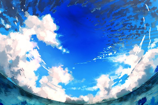 Anime picture 1000x667 with original yuumei sky cloud (clouds) no people landscape water