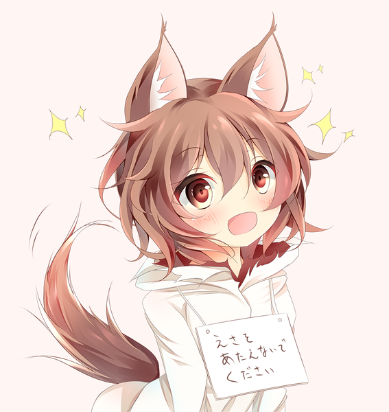 Anime picture 1000x1057 with dungeon ni deai wo motomeru no wa machigatteiru darou ka j.c. staff liliruka aede kushida you single tall image blush fringe short hair open mouth simple background smile red eyes brown hair animal ears tail :d animal tail sparkle torn clothes