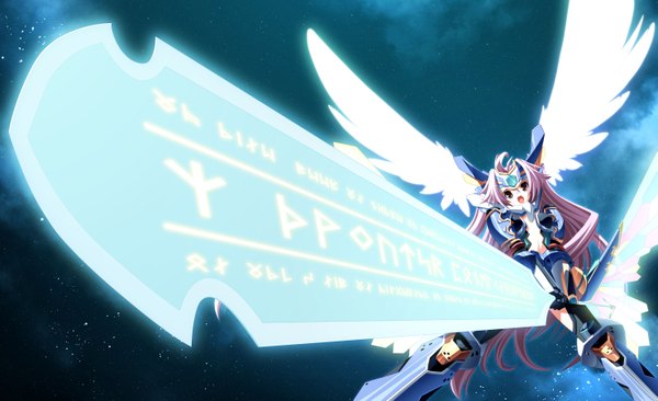 Anime picture 2949x1800 with shirogane no soleil skyfish (studio) tsurugi hagane highres wide image game cg girl wings