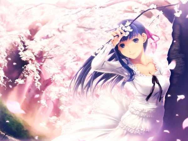 Anime picture 1280x960 with fate (series) fate/stay night studio deen type-moon matou sakura simosi cherry blossoms