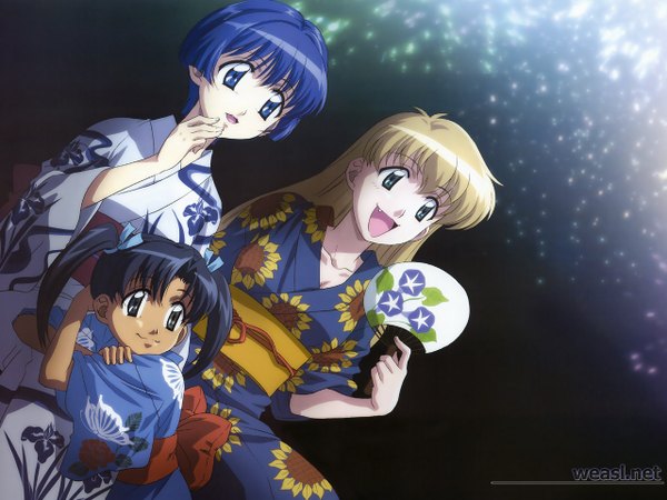 Anime picture 1280x960 with ai yori aoshi j.c. staff sakuraba aoi ai (tick! tack!) minazuki chika tina foster japanese clothes fireworks kimono aoshi yori