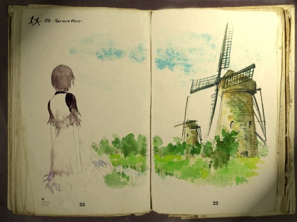 Anime picture 1024x768 with ico (game) yorda book (books) windmill tagme
