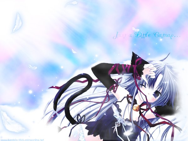 Anime picture 1280x960 with sakurazawa izumi animal ears cat girl girl ribbon (ribbons)