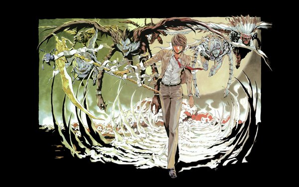 Anime picture 1920x1200 with death note madhouse yagami light highres wide image