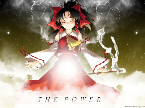 Anime picture 1600x1200 with touhou hakurei reimu highres girl skirt skirt set gohei