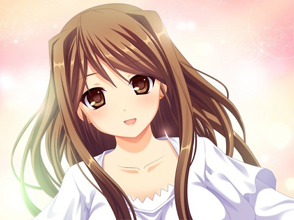 Anime picture 1024x768 with kurogane no tsubasa long hair brown hair brown eyes game cg girl