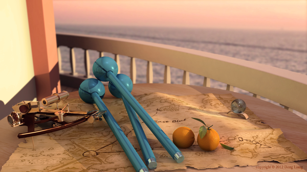 Anime picture 1920x1080 with one piece toei animation uoa7 highres wide image wallpaper evening sunset no people scenic 3d sea fruit map tangerine compass