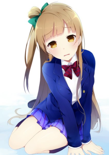 Anime picture 752x1063 with love live! school idol project sunrise (studio) love live! minami kotori hase neet single long hair tall image looking at viewer brown hair brown eyes tears one side up girl skirt uniform bow hair bow school uniform socks