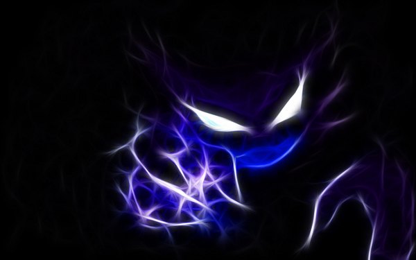 Anime picture 1920x1200 with pokemon nintendo haunter single highres simple background wide image black background dark background gen 1 pokemon blank eyes