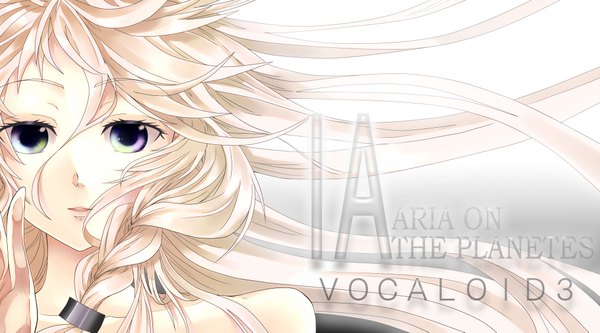 Anime picture 4050x2250 with vocaloid ia (vocaloid) single long hair looking at viewer highres open mouth blonde hair wide image bare shoulders absurdres braid (braids) sunlight multicolored eyes girl