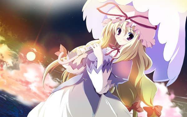 Anime picture 1600x1000 with touhou yakumo yukari wide image girl