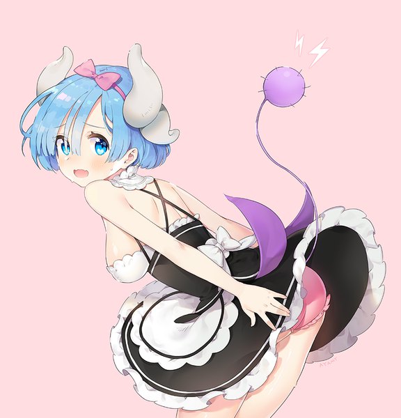 Anime picture 900x936 with re:zero kara hajimeru isekai seikatsu kobayashi-san chi no maidragon kyoto animation white fox rem (re:zero) kanna kamui ayami (annahibi) single tall image looking at viewer blush fringe short hair breasts open mouth blue eyes light erotic simple background hair between eyes bare shoulders