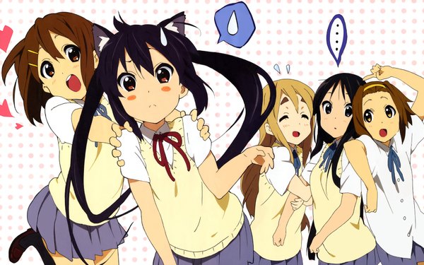 Anime picture 1920x1200 with k-on! kyoto animation akiyama mio hirasawa yui nakano azusa kotobuki tsumugi tainaka ritsu highres wide image multiple girls animal ears cat girl girl 5 girls