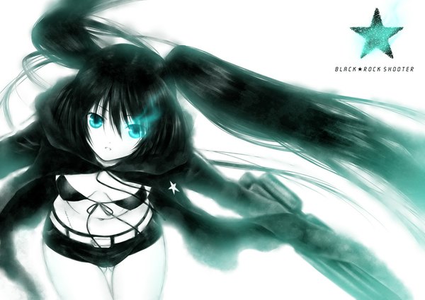 Anime picture 1132x800 with black rock shooter black rock shooter (character) twintails multicolored girl