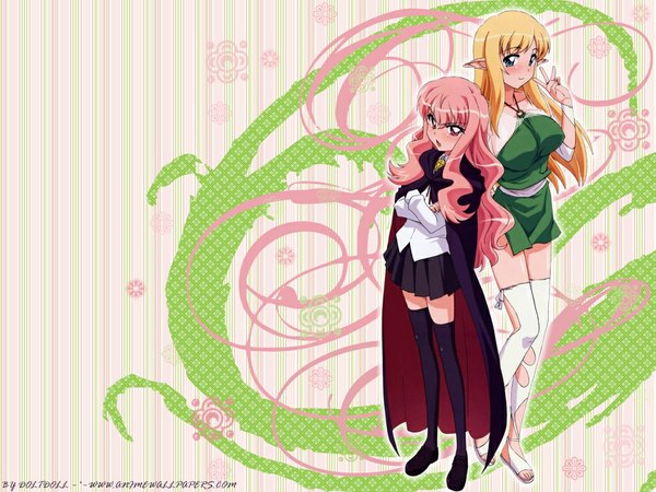 Anime picture 1024x768 with zero no tsukaima j.c. staff louise francoise le blanc de la valliere tiffania westwood multiple girls girl 2 girls