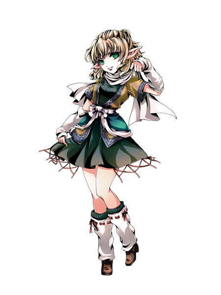 Anime picture 1700x2266 with touhou mizuhashi parsee awa toka single tall image short hair blonde hair green eyes light smile pointy ears transparent background half updo girl detached sleeves socks scarf gaiters