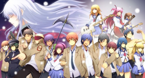 Anime picture 1999x1079 with angel beats! key (studio) tachibana kanade nakamura yuri yui (angel beats!) otonashi yuzuru hinata hideki ninja shiina sekine shiori yusa (angel beats!) hisako (angel beats!) irie (angel beats!) naoi ayato tk (angel beats!) takamatsu matsushita ooyama noda fujimaki takeyama