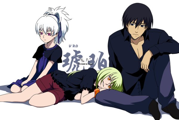 Anime picture 2439x1640 with darker than black studio bones yin (darker than black) hei (darker than black) amber highres