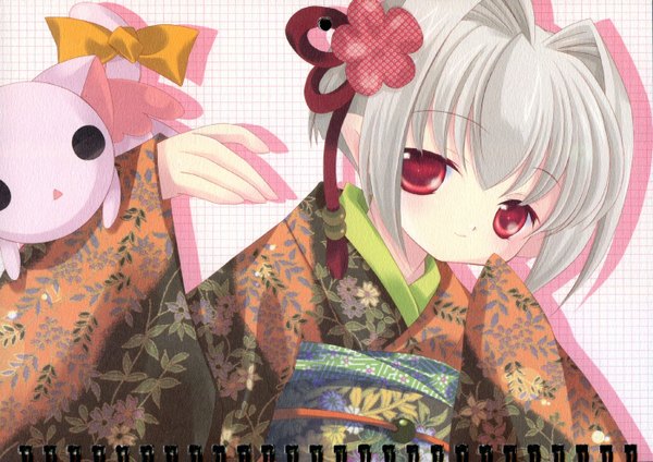 Anime picture 1400x990 with bottle fairy oboro sarara japanese clothes kimono