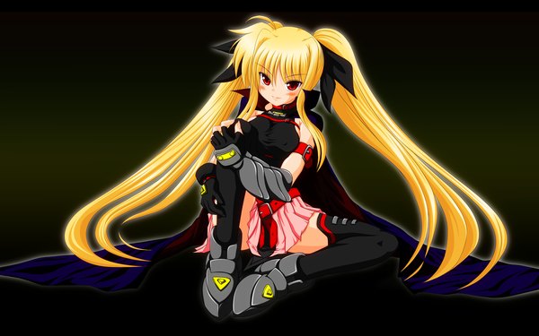 Anime picture 2880x1800 with mahou shoujo lyrical nanoha fate testarossa highres light erotic wide image girl thighhighs
