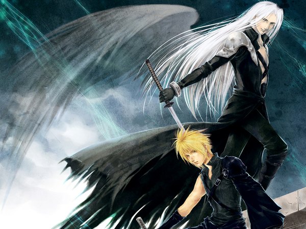 Anime picture 1024x768 with final fantasy final fantasy vii square enix cloud strife sephiroth