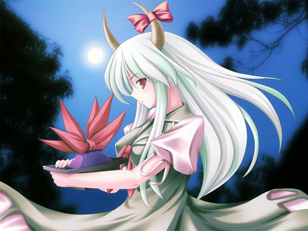 Anime picture 1600x1200 with touhou kamishirasawa keine ex-keine horn (horns) girl