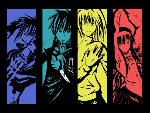 Anime picture 1024x768 with shingetsutan tsukihime type-moon arcueid brunestud toono akiha ciel (tsukihime) tohno shiki